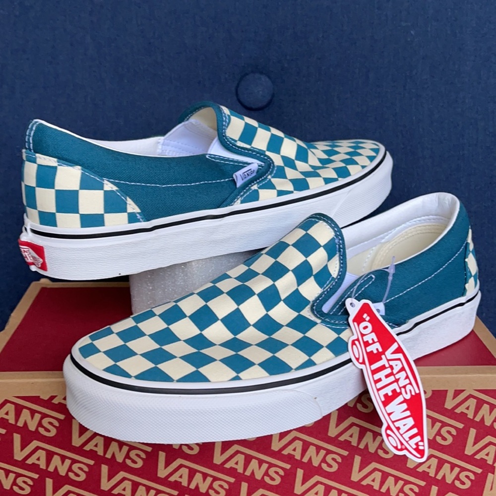 Vans Classic Slip-On Checkerboard Blue Coral/True White WMNS - Picture 9 of 16
